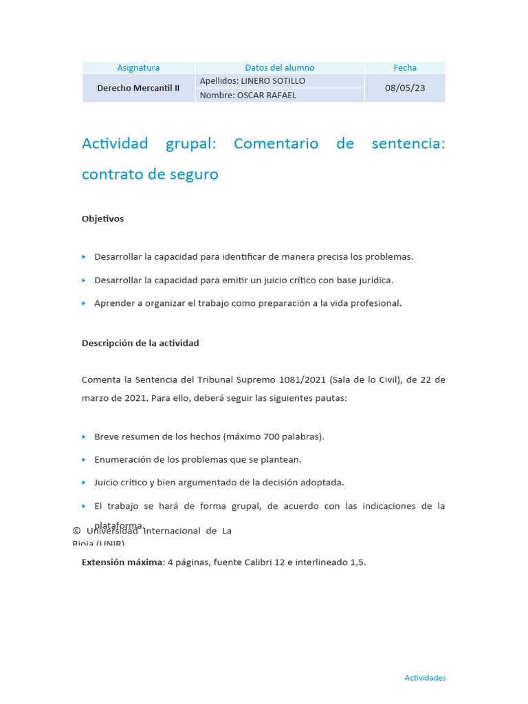 Derecho Mercantil Ii Grupal | PDF | Póliza de seguros | Caso de ley