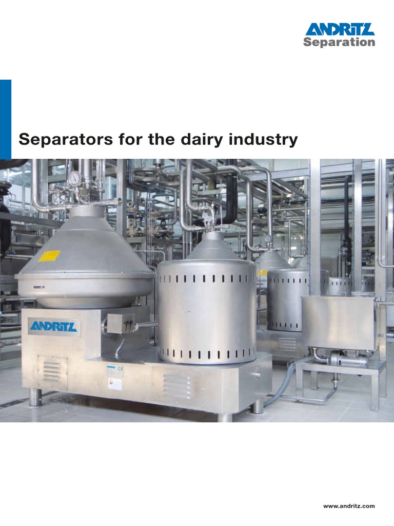 Andritz Separation Separators For The Dairy Industry Pdf Dairy Pump