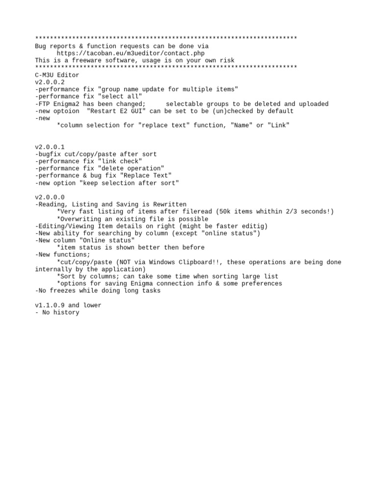 Version history pdf