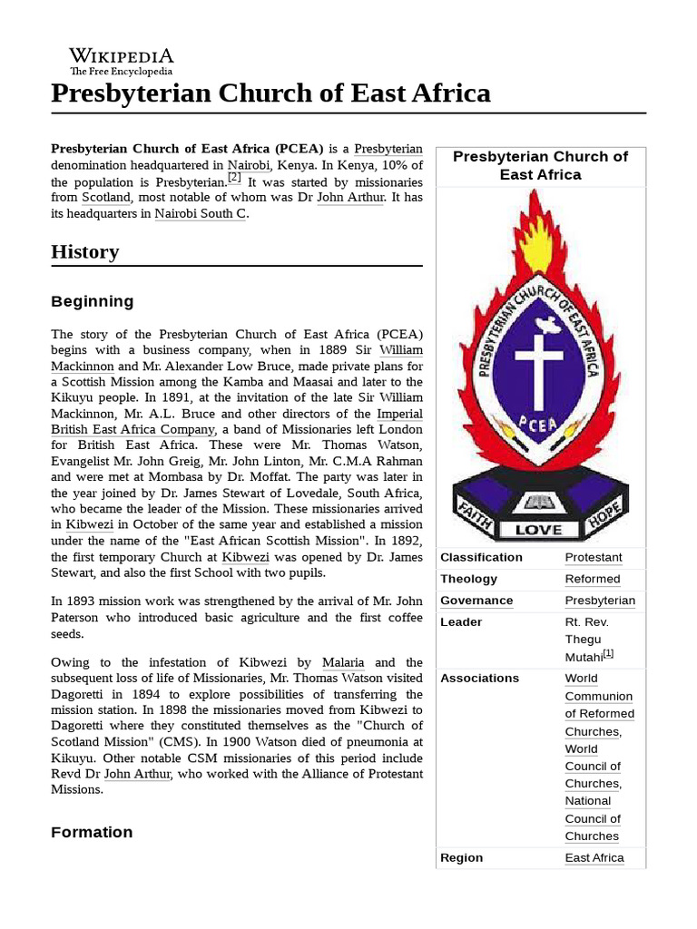Presbyterian Church of East Africa PDF Western Christianity