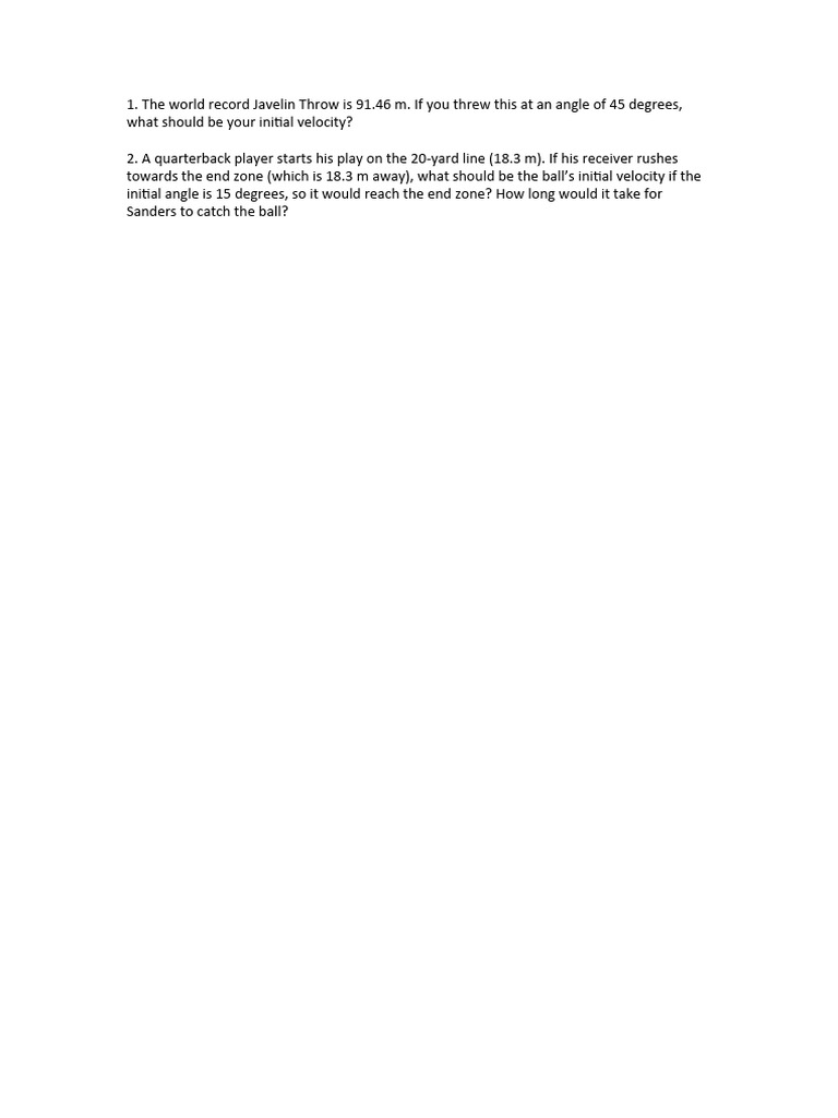 The World Record Javelin Throw Is 91 PDF