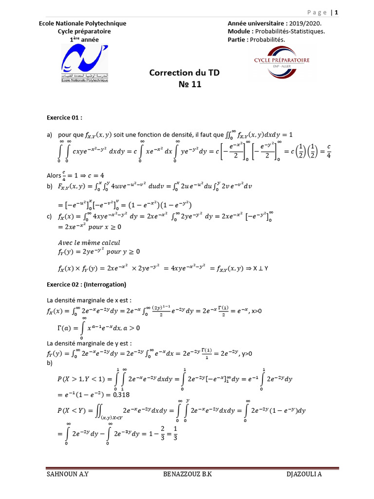 Correction détaillée TD Probabilités | PDF