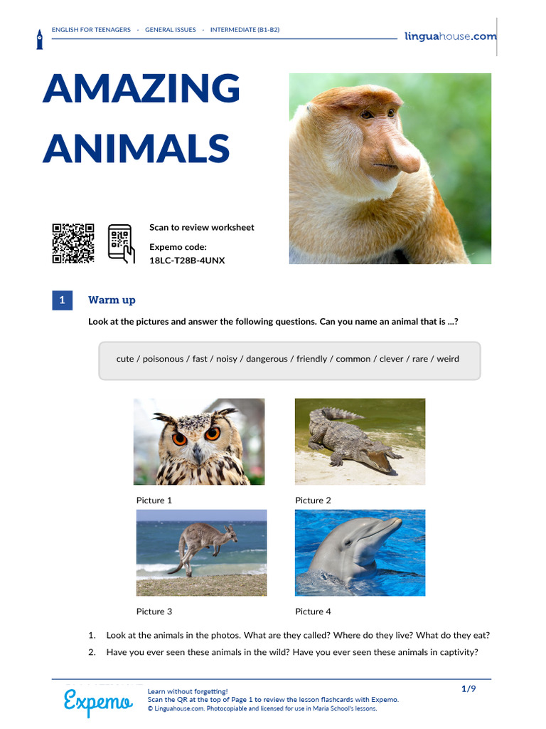 Amazing animals british english student pdf adjective lizard
