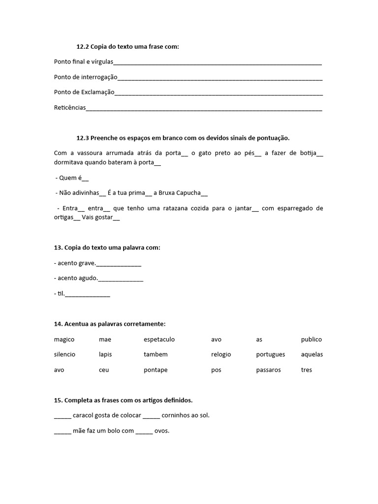 Exercícios de Pontuação e Gramática | PDF | Linguística
