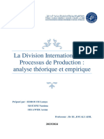 Rapport Sur La Division Internationale Des Processus de Production Analyse Théorique Et Empirique&&