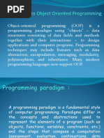 Introducton To Object Oriented Programming