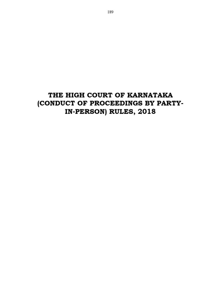 Karnataka High Court Party-in-Person Rules | PDF | Advocate | Identity ...