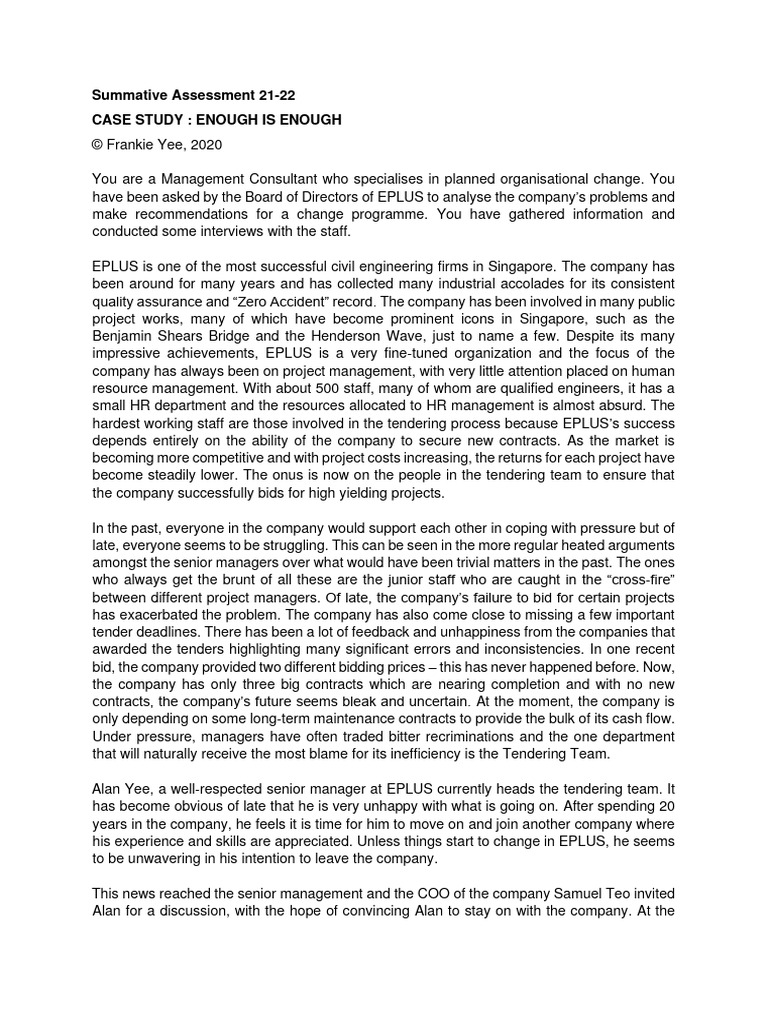 EPLUS Change Management Case Study | PDF | Business | Career & Growth