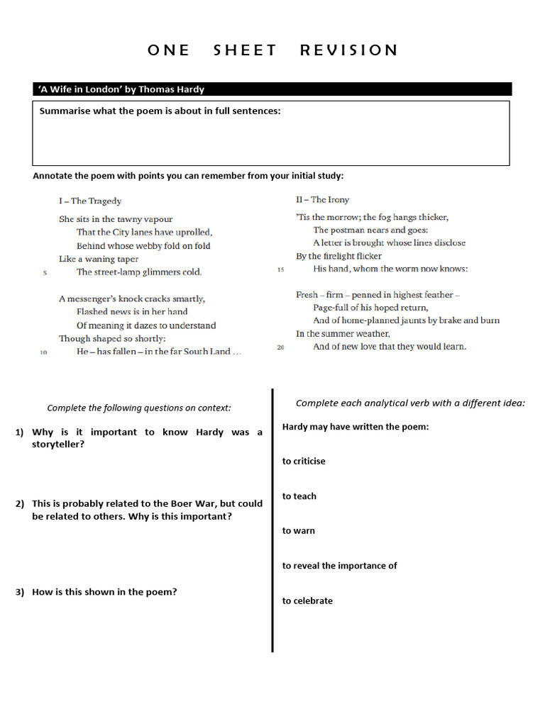 A Wife in London by Thomas Hardy | PDF