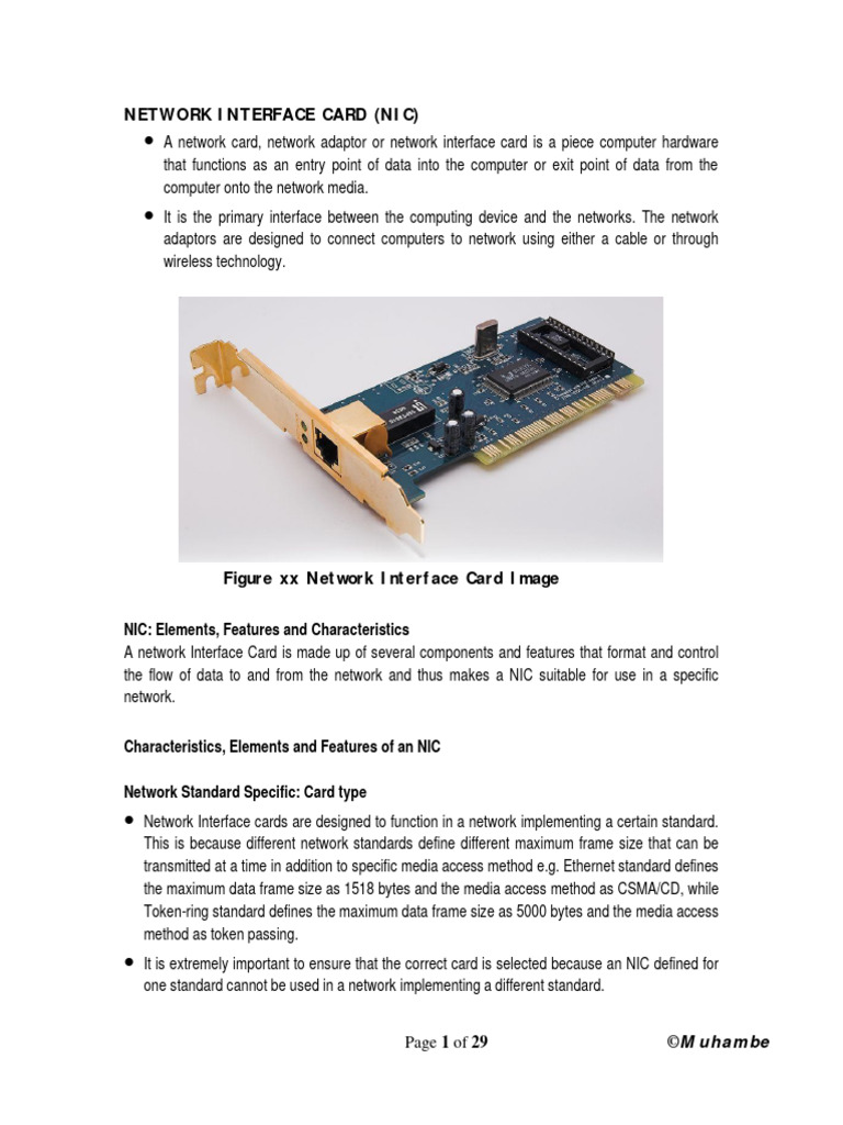 CIR 209 (Lecture 3a) NIC and Media - Computer Networks | PDF ...