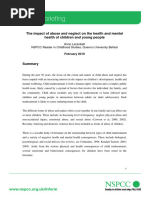 The Impact of Abuse and Neglet On The Health and Mental Health of Children and Young People