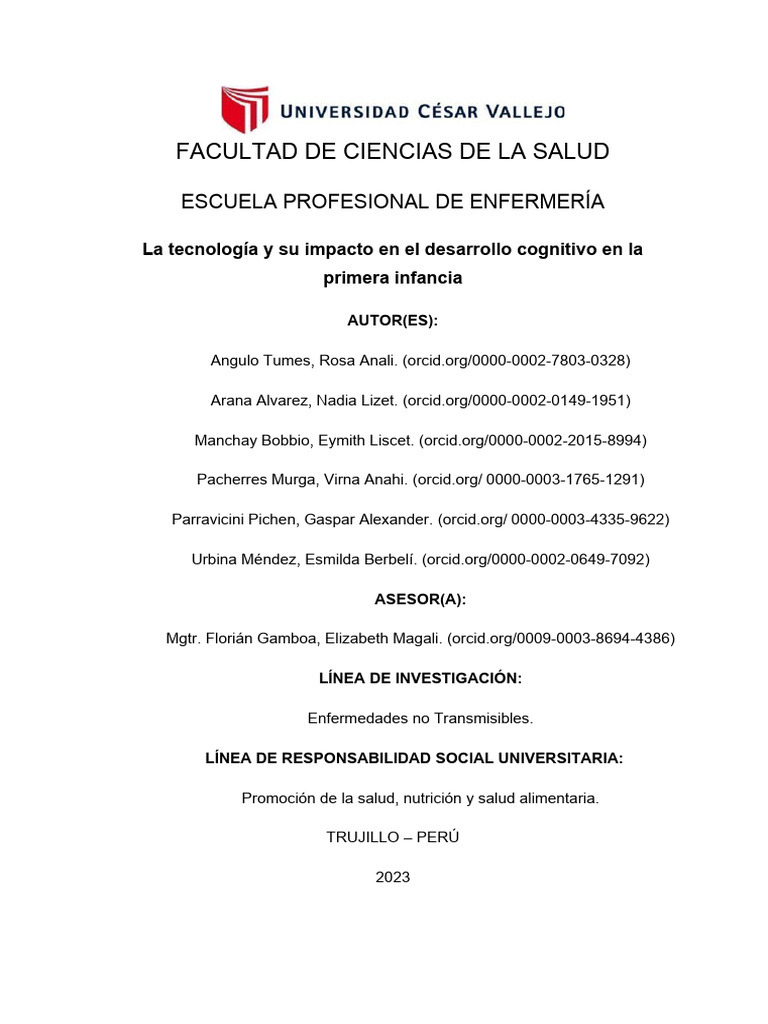La Tecnología y Su Impacto en El Desarrollo Cognitivo en La Primera