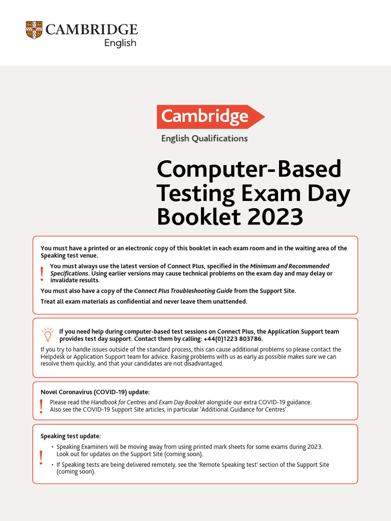 Exam Day Booklet Computer Based PDF Identity Document