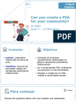 Can You Create A PSA For Your Community?: 9º ANO Aula 7 - 3º Bimestre