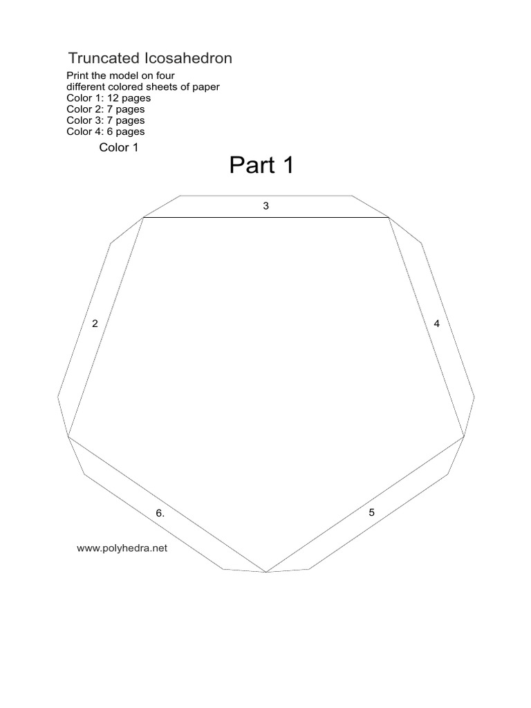 Truncated Icosahedron Model Template | PDF | Printing | Publishing