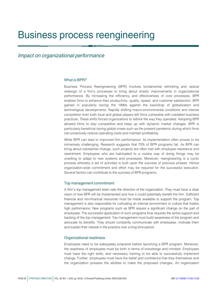 Business Process Reengineering Download Free PDF Economies Business