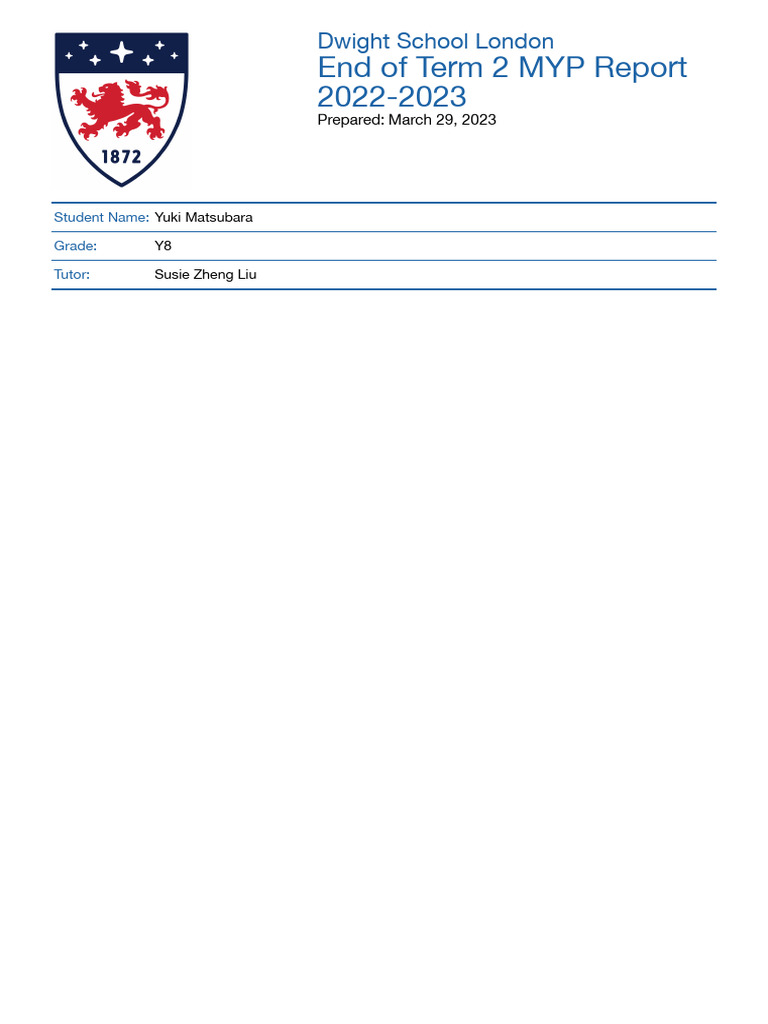 End of Term 2 MYP Report 2022-2023 Y8 Matsubara Yuki 2023-03-29 | PDF ...