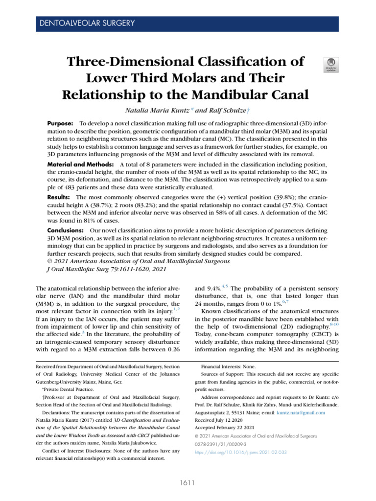 3D Classification of Lower Third Molars | PDF | Science & Mathematics