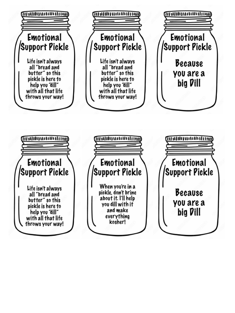 Emotional Support Pickle Tag Free Printable Pdf