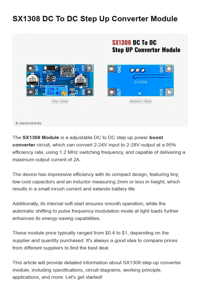 1PCS DC-DC SX1308 2A Converter Step-UP Adjustable Power Module Booster S3