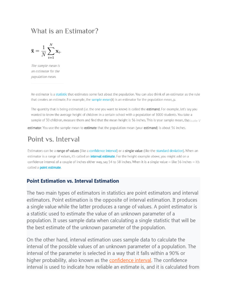 Point vs. Interval Estimation Explained | PDF