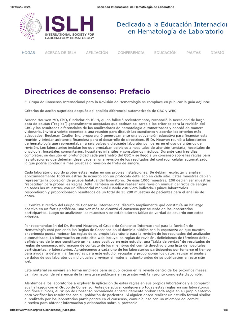 ISLH | PDF | Laboratorios | Hematología
