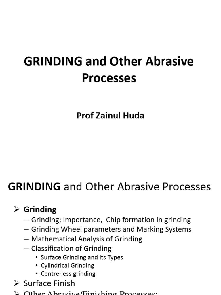 Grinding and Abrasive Processes Overview | PDF | Grinding (Abrasive ...