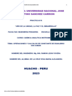 Operaciones y Calculos de Constante de Equilibrio Ion