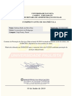 Certificado Matricula - Pedagogia - Sabrina Kelly Da Silva Dias