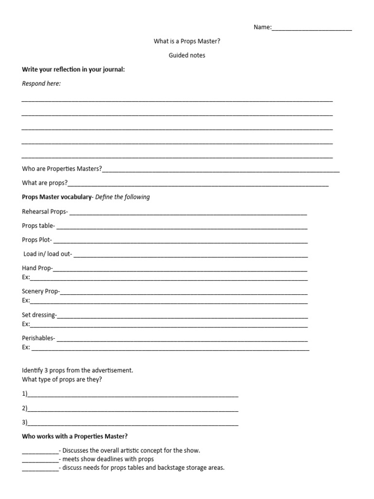 Understanding the Role of a Props Master | PDF