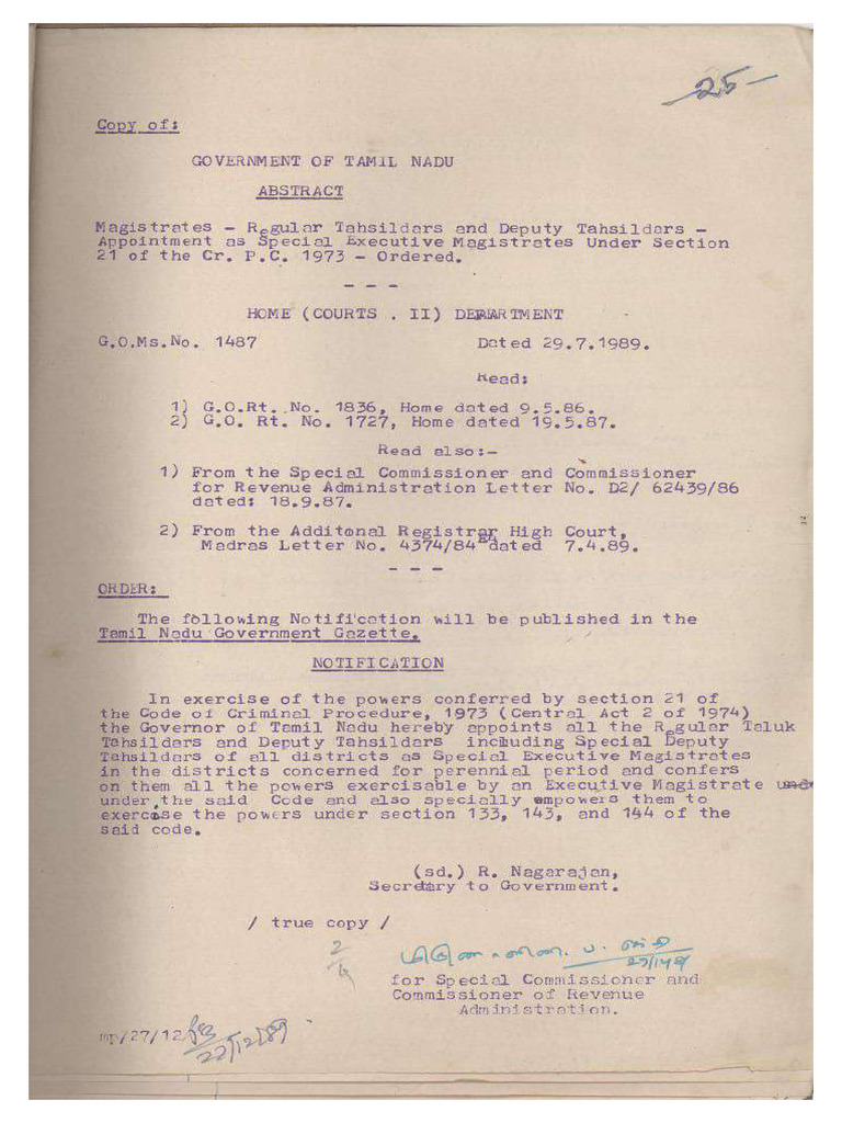 Go No 1487 Home Courts Iidepartment Dated 29.7.1989 | PDF