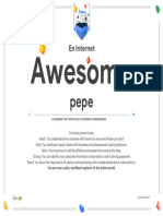 Google Interland Pepe Certificate of Awesomeness