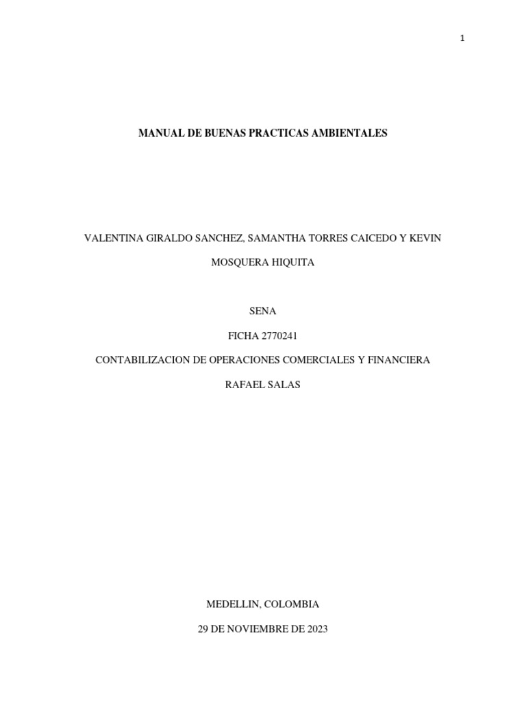 Manual de Buenas Practicas Ambientales Colicores S.A.S | PDF ...