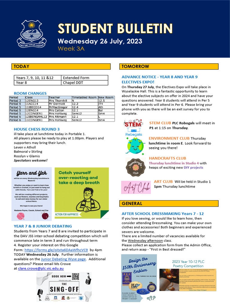 Bulletin 3A Wednesday 26 July 2023 PDF Foods Cuisine