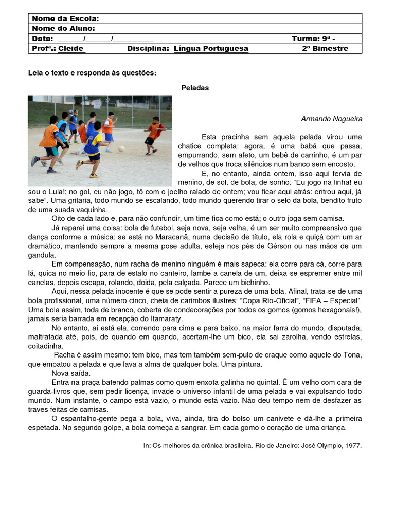 Atividade 01.06 A 08.06 - Compreensão Textual Gênero Crônica | PDF