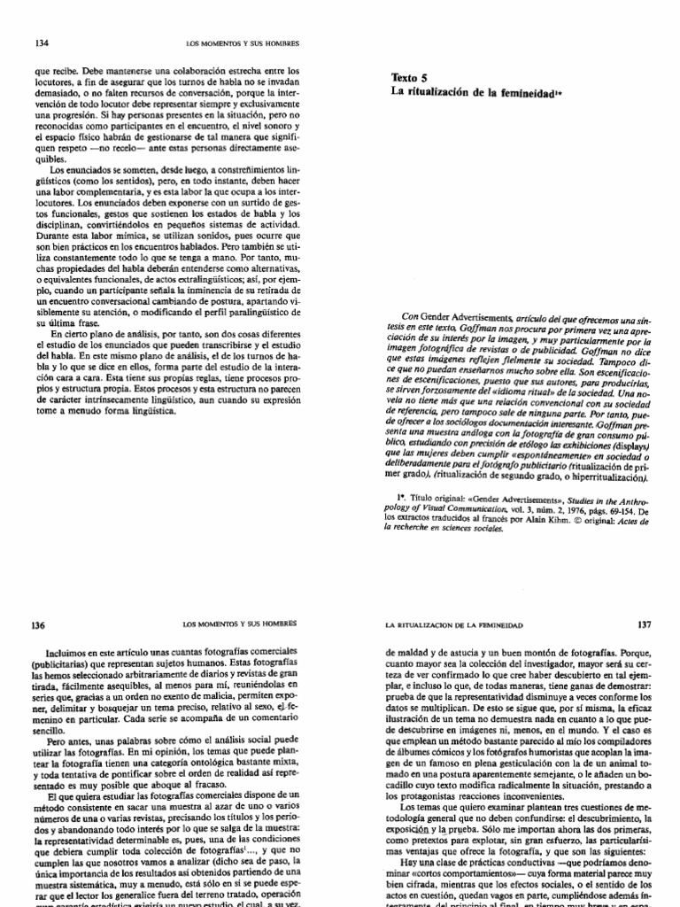 El Ritualismo de La Femeneidad | PDF | Estereotipos | Publicidad