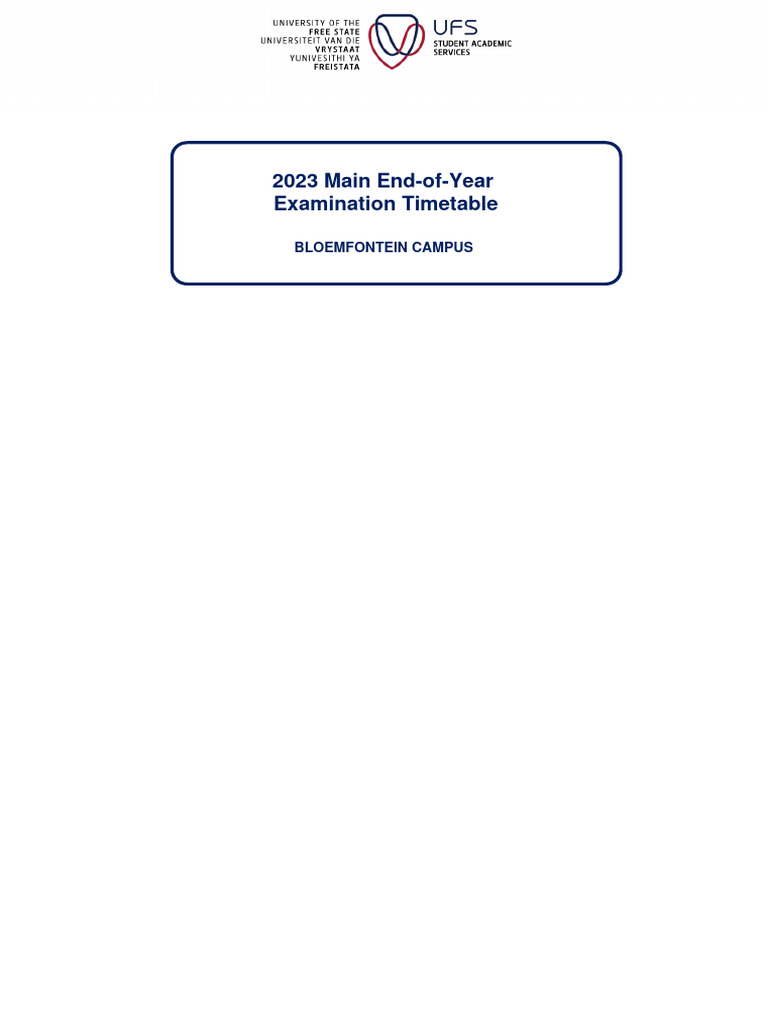 2023 Main End Of Year Examination Timetable Pdf