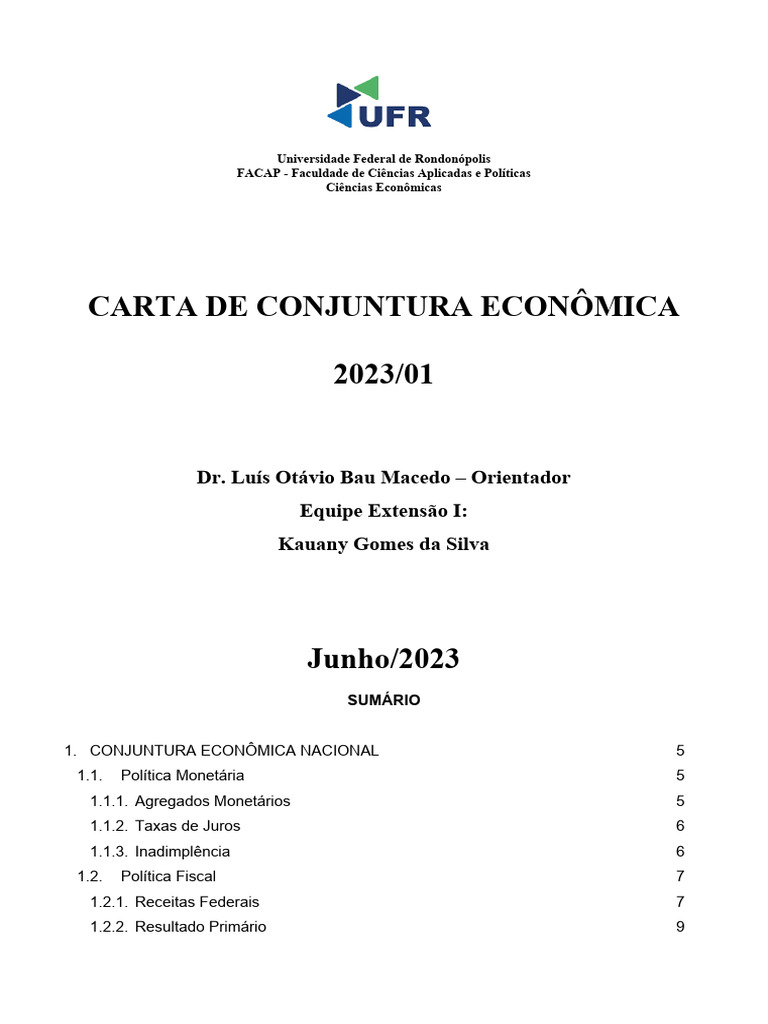 Carta de conjuntura pdf produto interno bruto juros