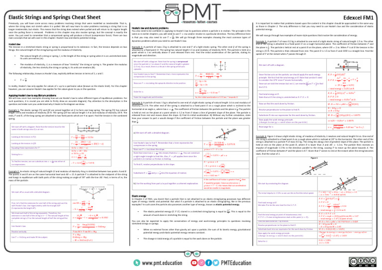 Ch.3 Elastic Strings and Springs | PDF | Force | Tension (Physics)