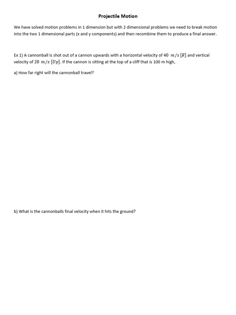 2.3 Projectile Motion 3U Note | PDF