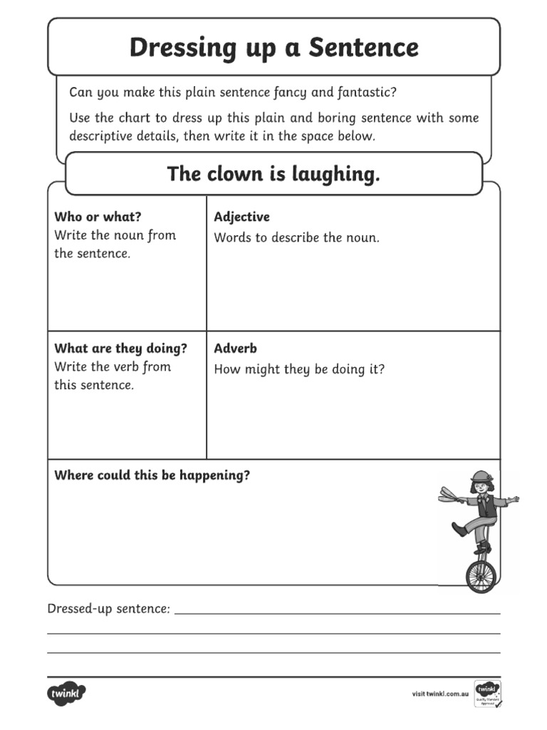 Dressing Up Sentence PDF