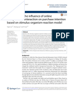 Investigating The Influence of Online Interpersonal Interaction On Purchase Intention Based On Stimulus Organism Reaction Model