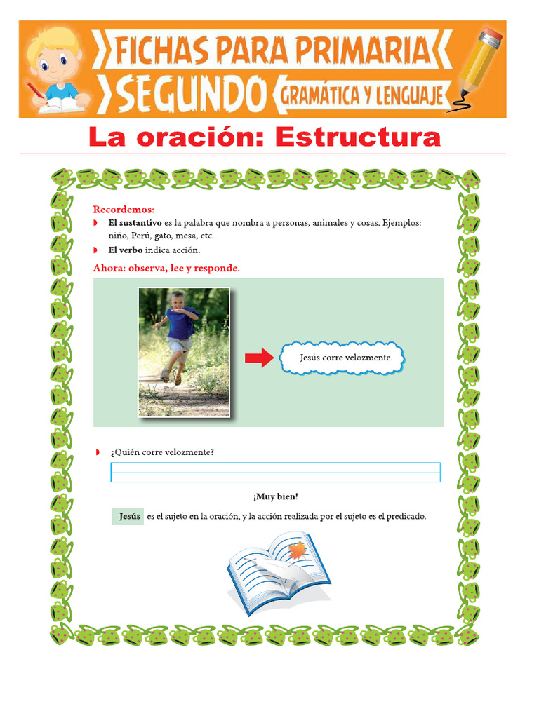 Estructura de Las Oraciones para Segundo Grado de Primaria 1 PDF | PDF