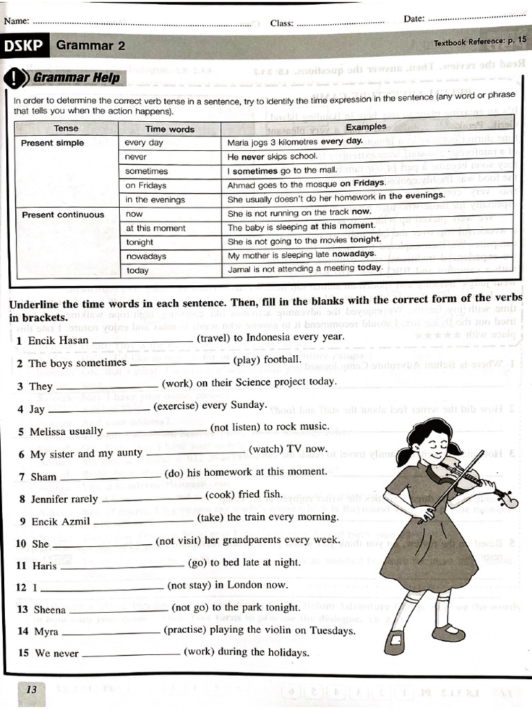 Exercise Revision Grammar Present Simple And Present Continuous Pdf