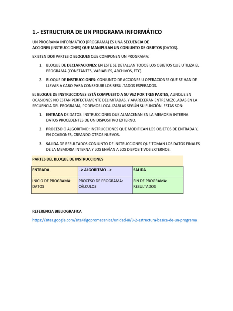 Estructura de Un Programa Informático | PDF | Informática