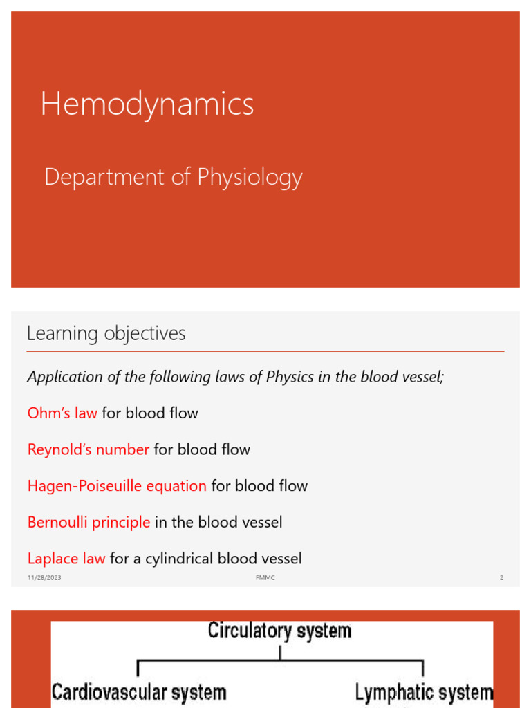 Hemodynamics-MBBS 27.11.2023 | PDF | Blood Vessel | Hemodynamics