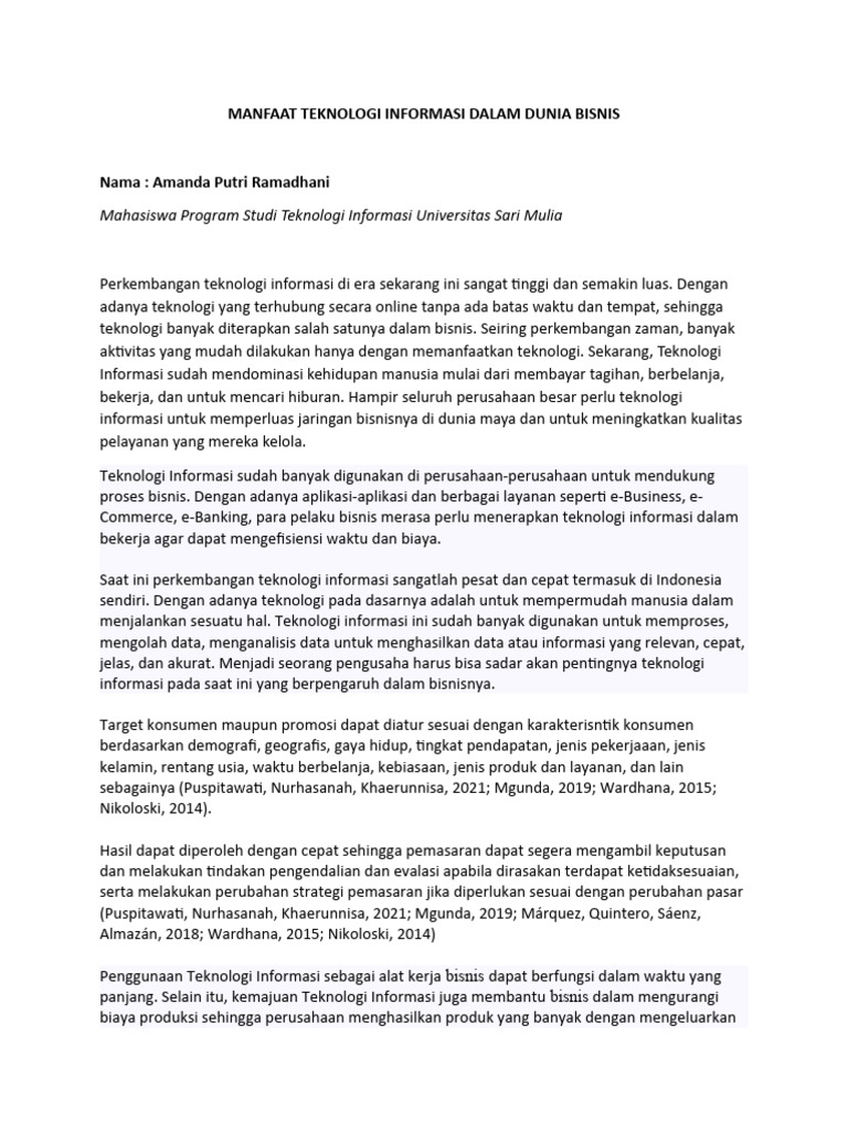 Manfaat Teknologi Informasi untuk Bisnis | PDF | Bisnis | Pengelolaan ...