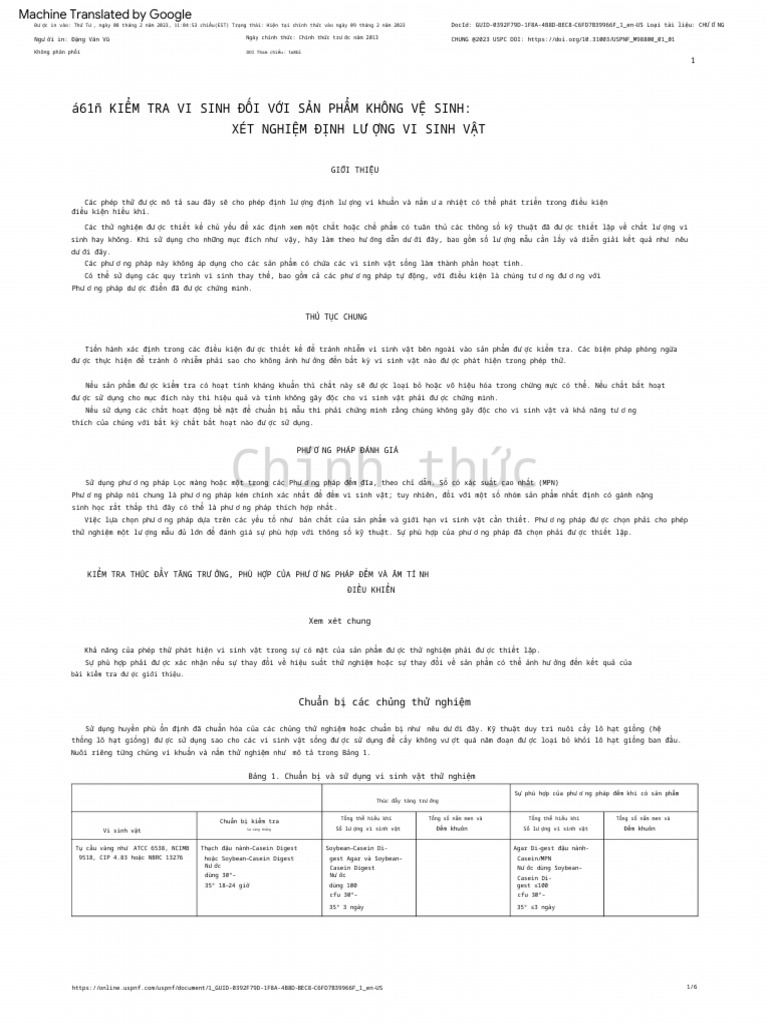〈61〉 Microbiological Examination of Nonsterile Products Microbial