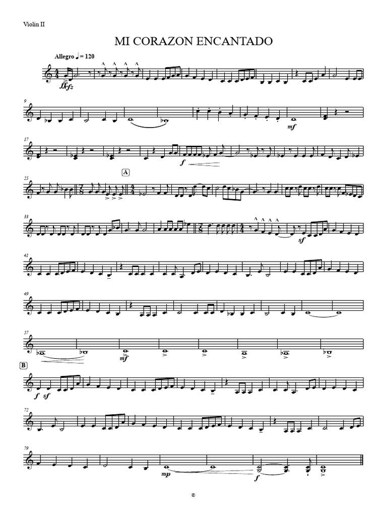 Partitura Para Violín Mi Corazón Encantado Pdf