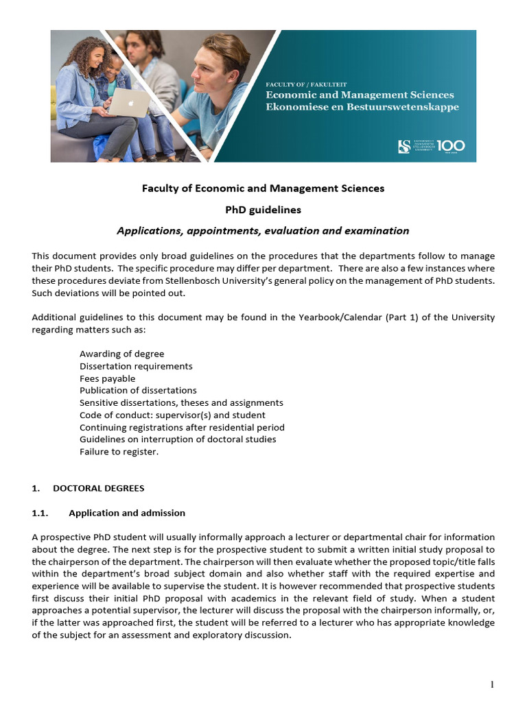 PhD Guidelines for Stellenbosch University | PDF | Thesis | Doctor Of ...